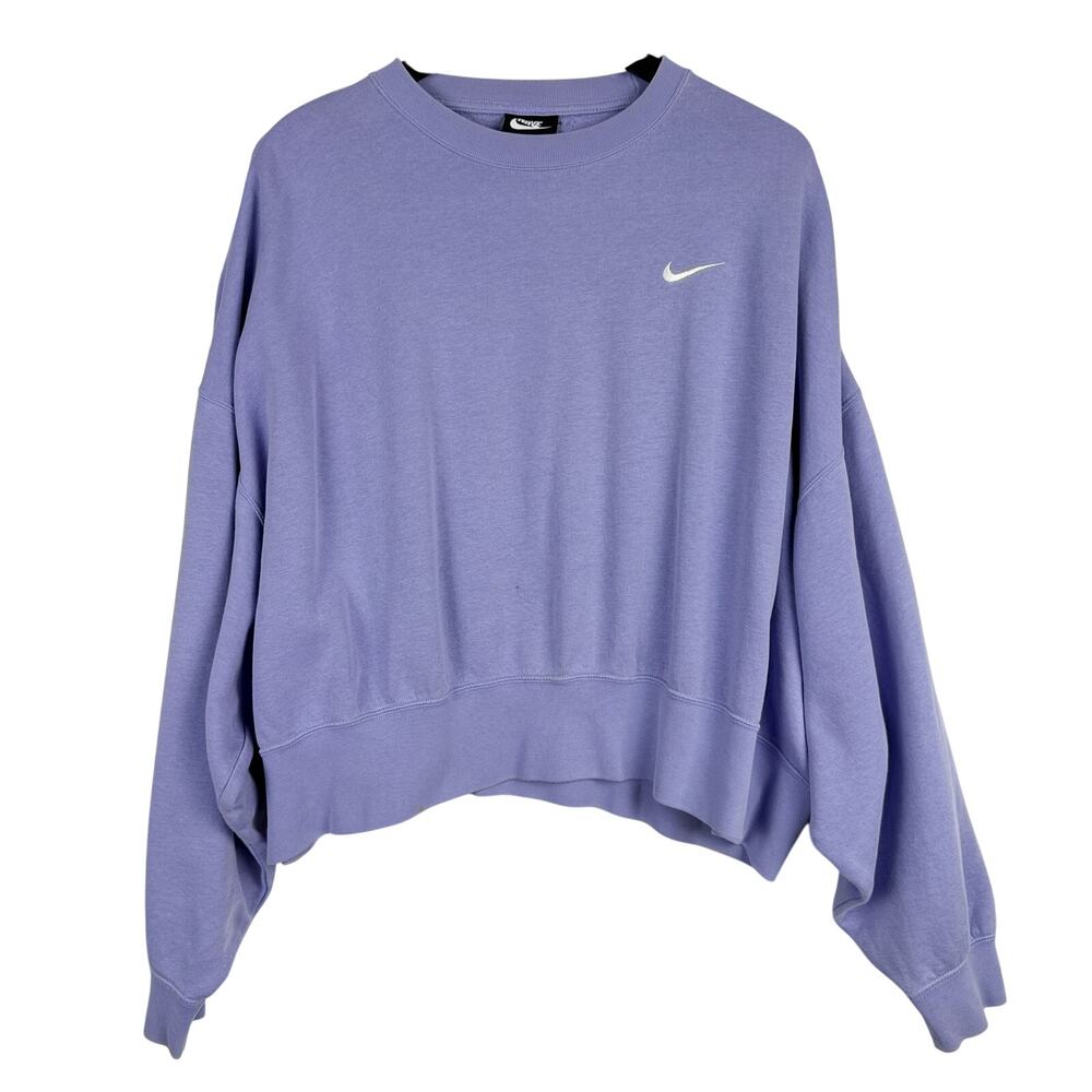 Nike Womens Phoenix Fleece Oversized Crewneck Sweatshirt Purple - L